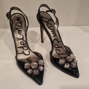 Sam Edelman Black Mark Crystal Embellished Heels